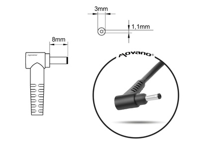 Zasilacz zamiennik Movano ZZ/ACE19342C 65W 3.0x1.1 do laptopów Acer Aspire, Aspire One, Swift 3