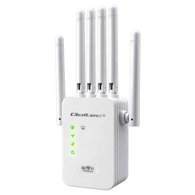 Wzmacniacz Sygnału Qoltec WiFi 5 DualBand AC1200 | 6 Anten | Repeater AP