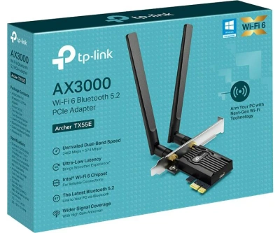 Bezprzewodowa karta sieciowa TP-Link Archer TX55E (3000Mb/s a/b/g/n/ac/ax) BT 5.3 Wi-Fi 6 AX